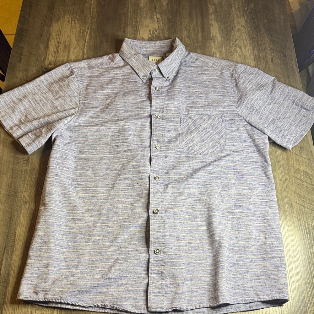 Rowm Men's Short-Sleeve Button-Down Shirt in Heathered Light Blue by Katin